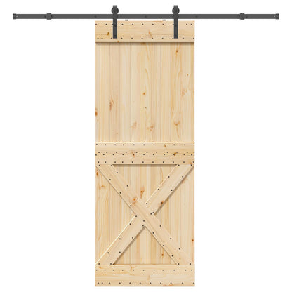 Sliding Door NARVIK Natural and Black 85 x 210 cm (213.5 cm)