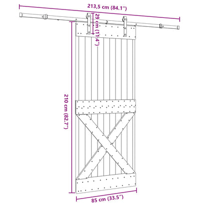 Sliding Door NARVIK Natural and Black 85 x 210 cm (213.5 cm)