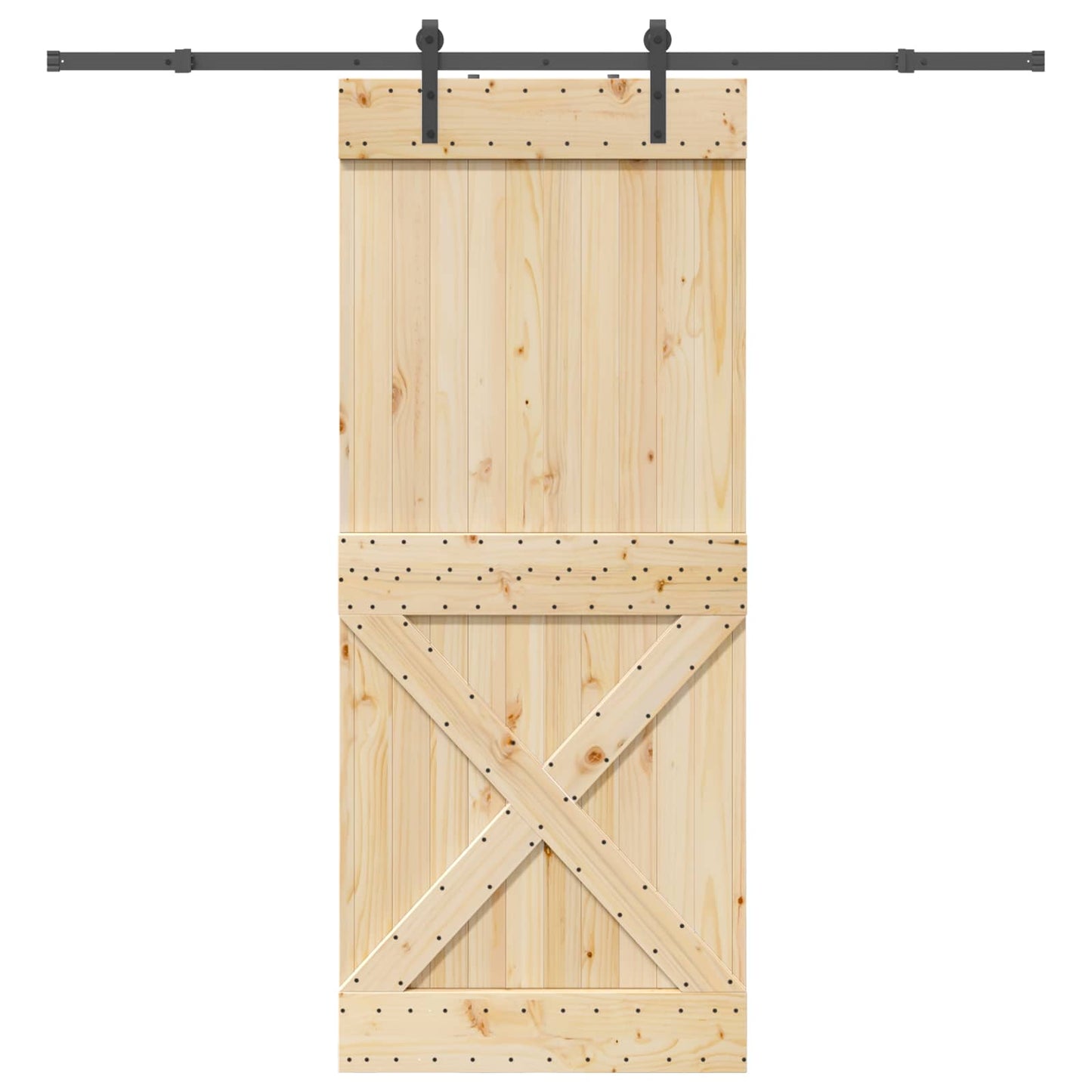 Sliding Door NARVIK Natural and Black 95 x 210 cm (213.5 cm)