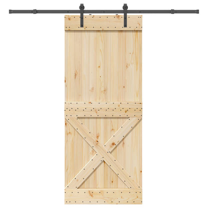 Sliding Door NARVIK Natural and Black 95 x 210 cm (213.5 cm)