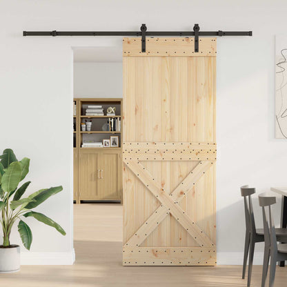 Sliding Door NARVIK Natural and Black 100 x 210 cm (213.5 cm)