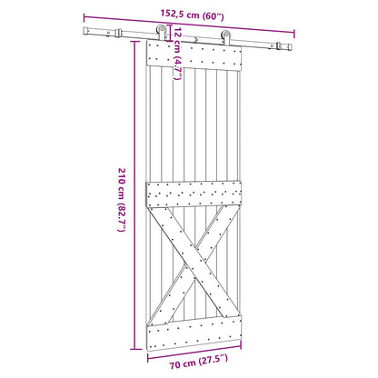 Sliding Door NARVIK Natural and Black 70 x 210 cm (152.5 cm)