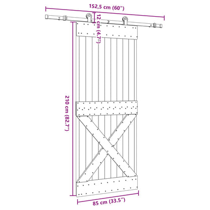 Sliding Door NARVIK Natural and Black 85 x 210 cm (152.5 cm)