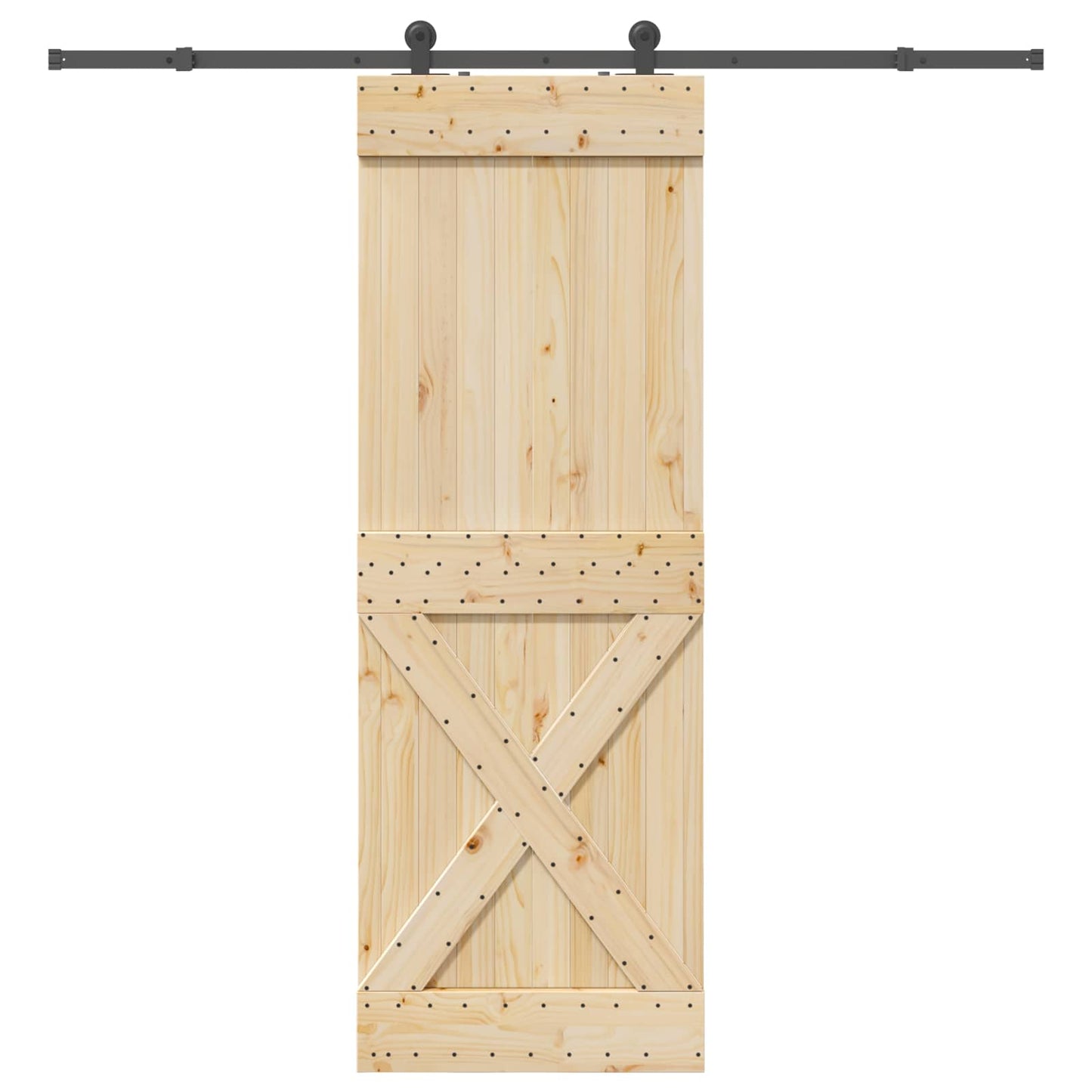 Sliding Door NARVIK Natural and Black 80 x 210 cm (213.5 cm)