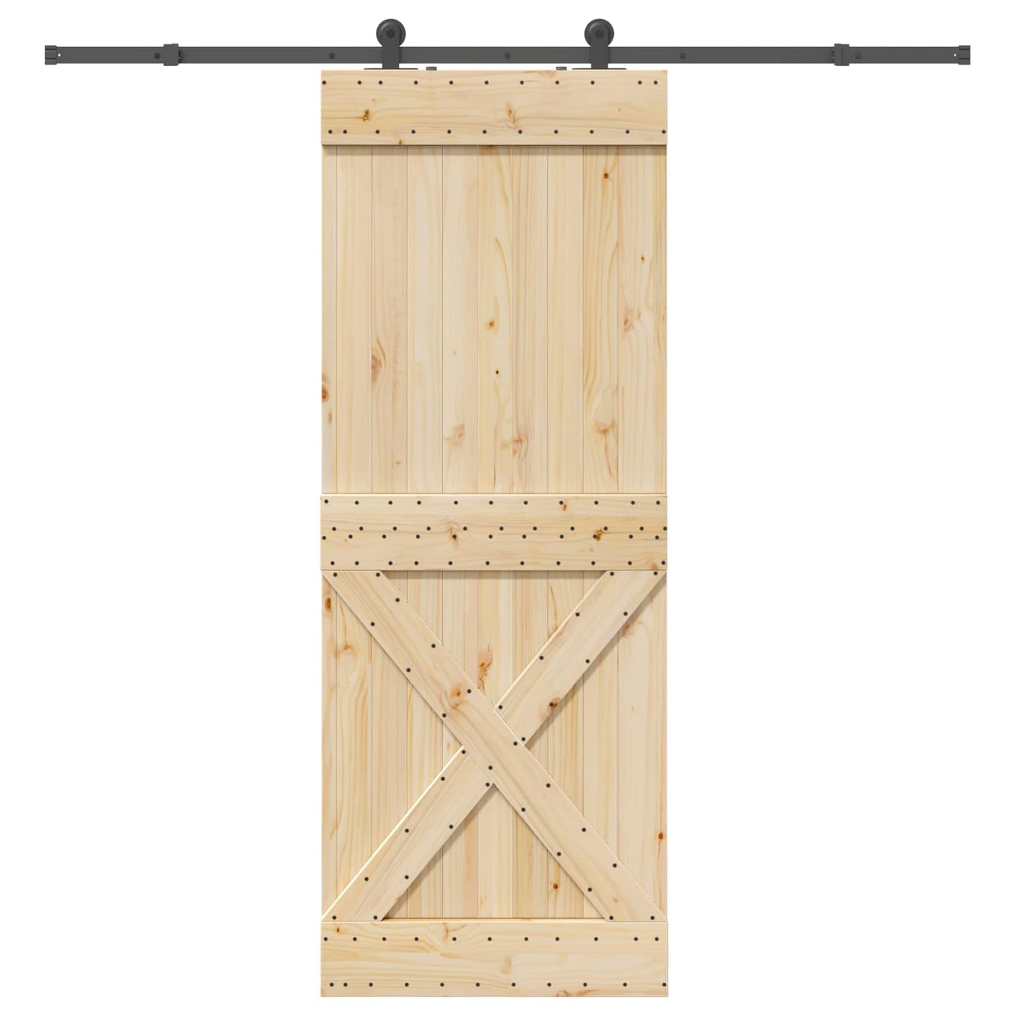 Sliding Door NARVIK Natural and Black 85 x 210 cm (213.5 cm)