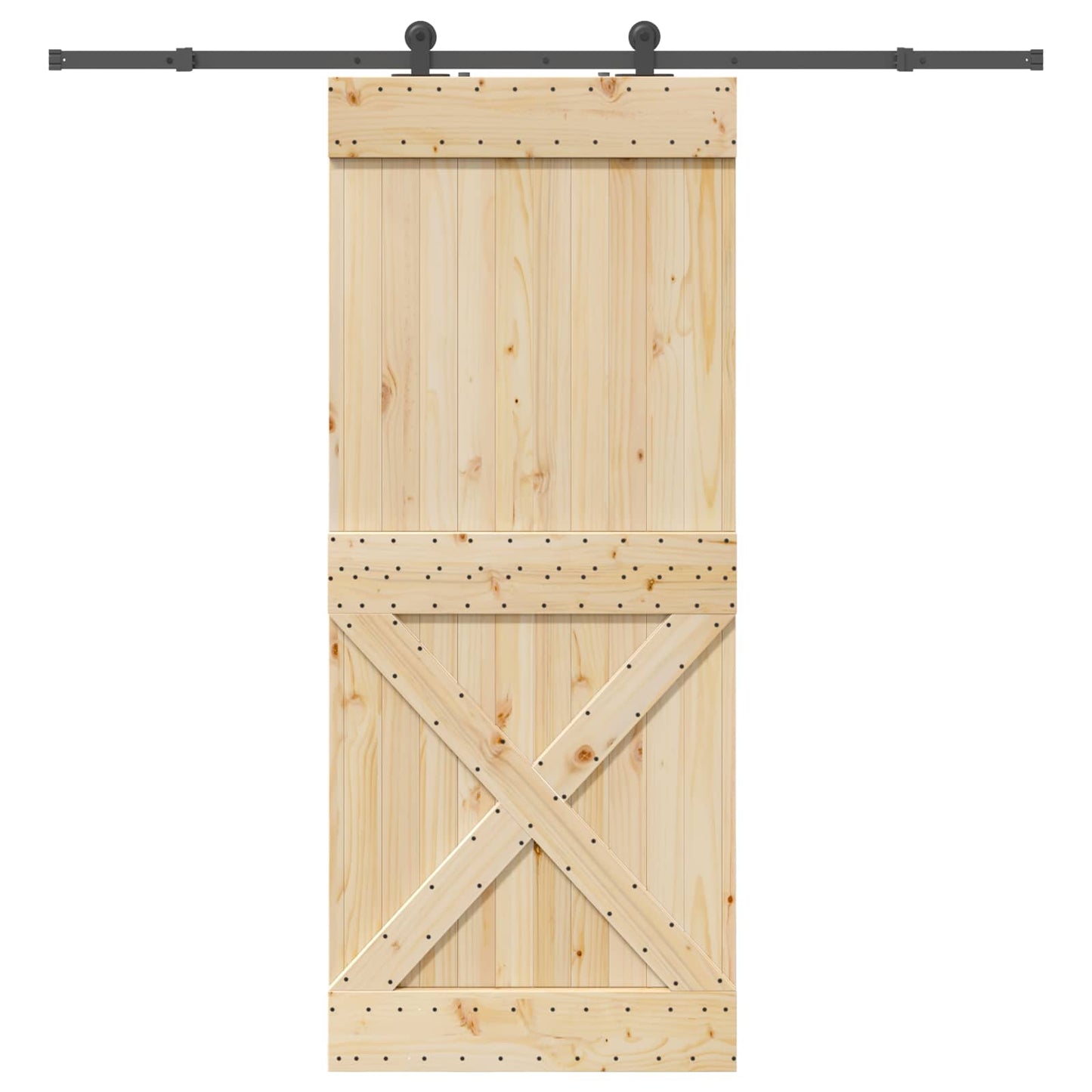 Sliding Door NARVIK Natural and Black 95 x 210 cm (213.5 cm)