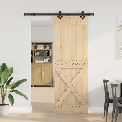 Sliding Door NARVIK Natural and Black 80 x 210 cm (152.5 cm)