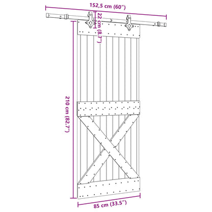 Sliding Door NARVIK Natural and Black 85 x 210 cm (152.5 cm)