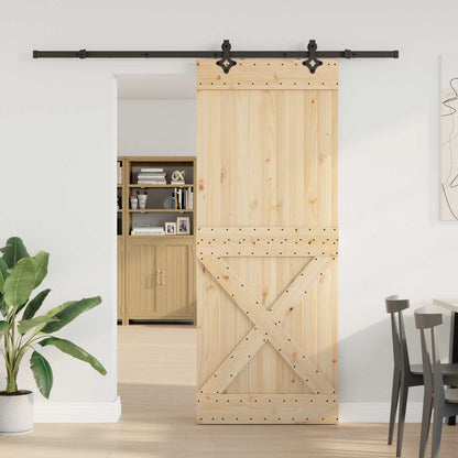 Sliding Door NARVIK Natural and Black 90 x 210 cm (213.5 cm)