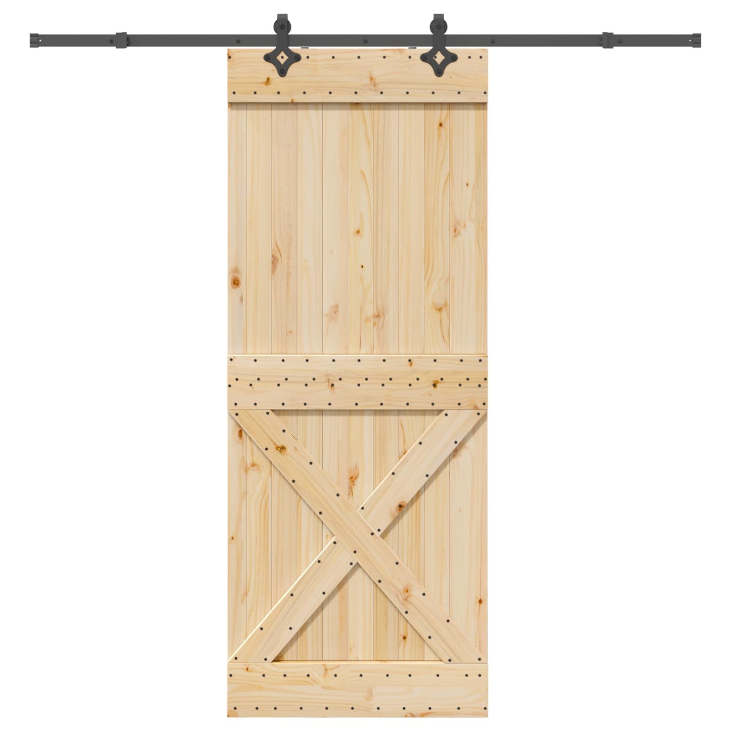 Sliding Door NARVIK Natural and Black 90 x 210 cm (213.5 cm)