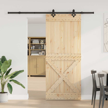 Sliding Door NARVIK Natural and Black 95 x 210 cm (213.5 cm)