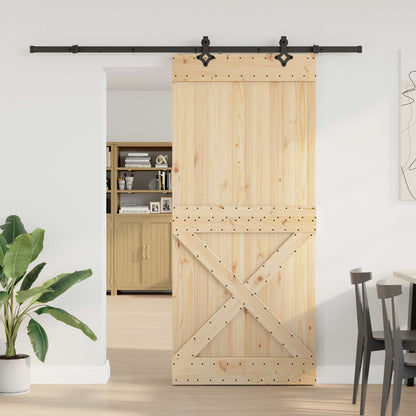 Sliding Door NARVIK Natural and Black 100 x 210 cm (213.5 cm)