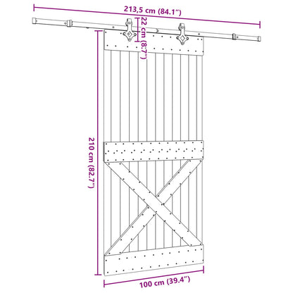Sliding Door NARVIK Natural and Black 100 x 210 cm (213.5 cm)