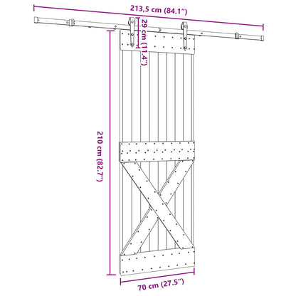 Sliding Door NARVIK Natural and Black 70 x 210 cm (213.5 cm)
