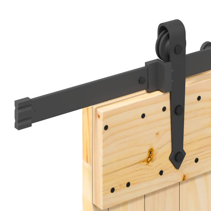 Sliding Door NARVIK Natural and Black 80 x 210 cm (213.5 cm)