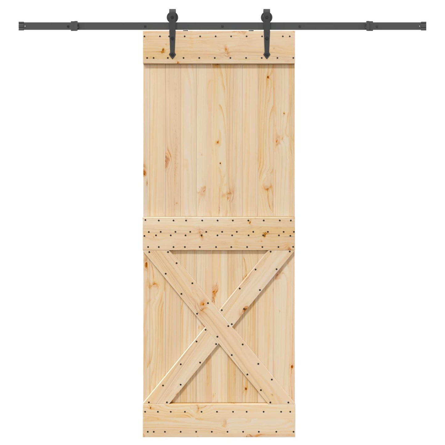 Sliding Door NARVIK Natural and Black 85 x 210 cm (213.5 cm)