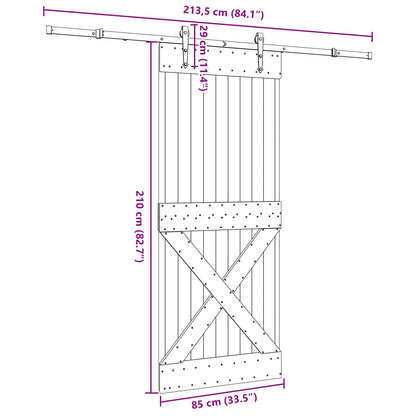 Sliding Door NARVIK Natural and Black 85 x 210 cm (213.5 cm)