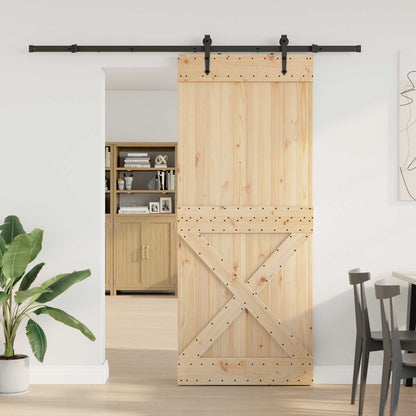 Sliding Door NARVIK Natural and Black 95 x 210 cm (213.5 cm)