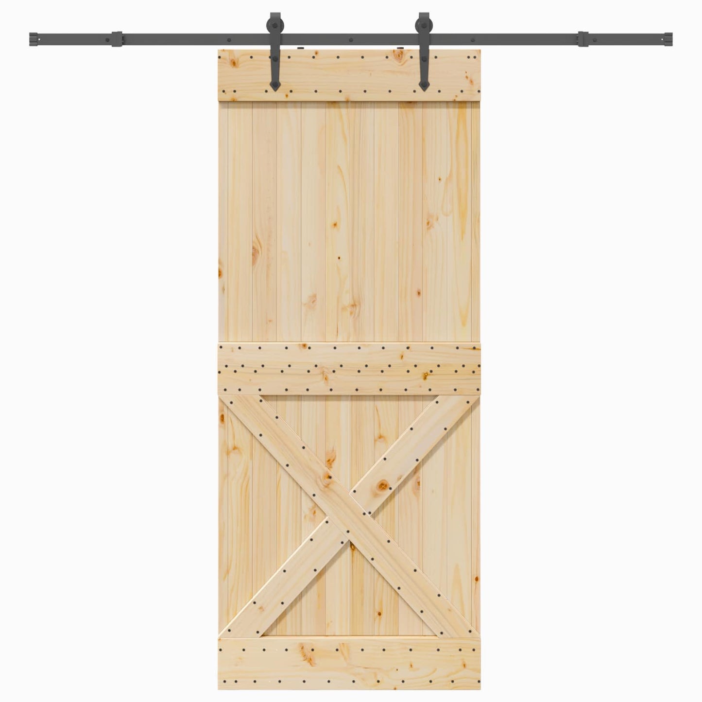 Sliding Door NARVIK Natural and Black 95 x 210 cm (213.5 cm)