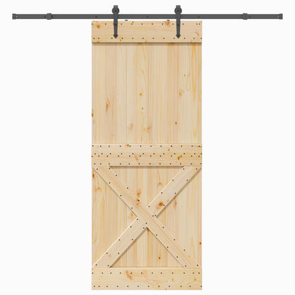 Sliding Door NARVIK Natural and Black 95 x 210 cm (213.5 cm)