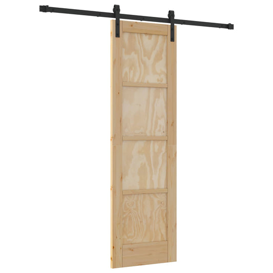 Sliding Door 61 x 198.5 cm Solid Pine Wood Natural and Black