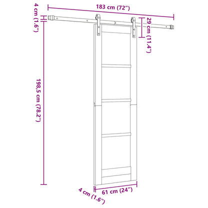 Sliding Door Natural and Black 61 x 198.5 cm Solid Pine Wood