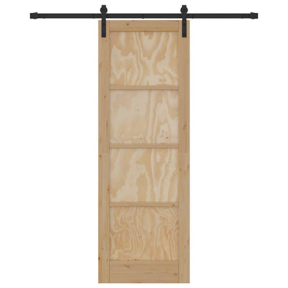 Sliding Door Natural and Black 73.5 x 211 cm Solid Pine Wood