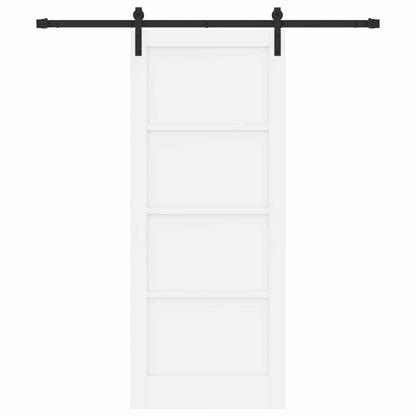 Sliding Door White and Black 83 x 202 cm Solid Pine Wood