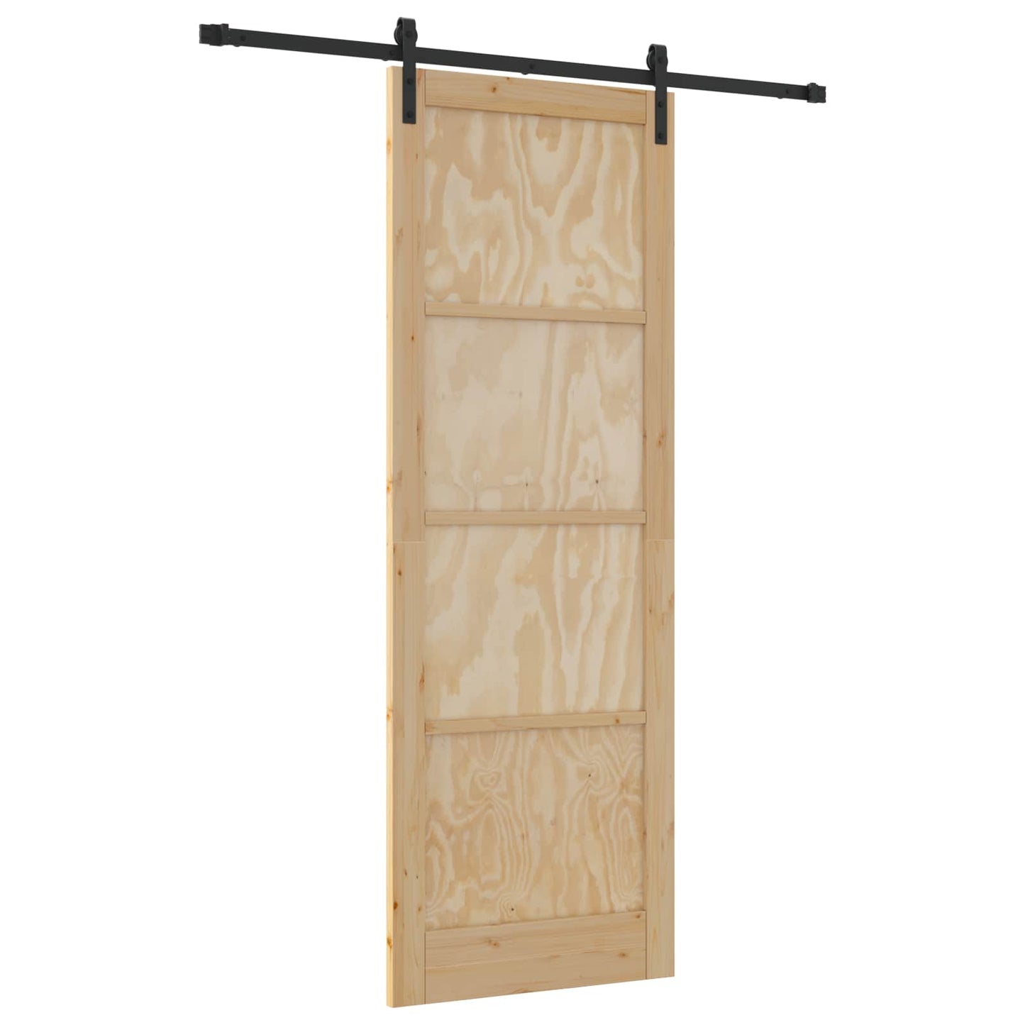 Sliding Door Natural and Black 83 x 232 cm Solid Pine Wood