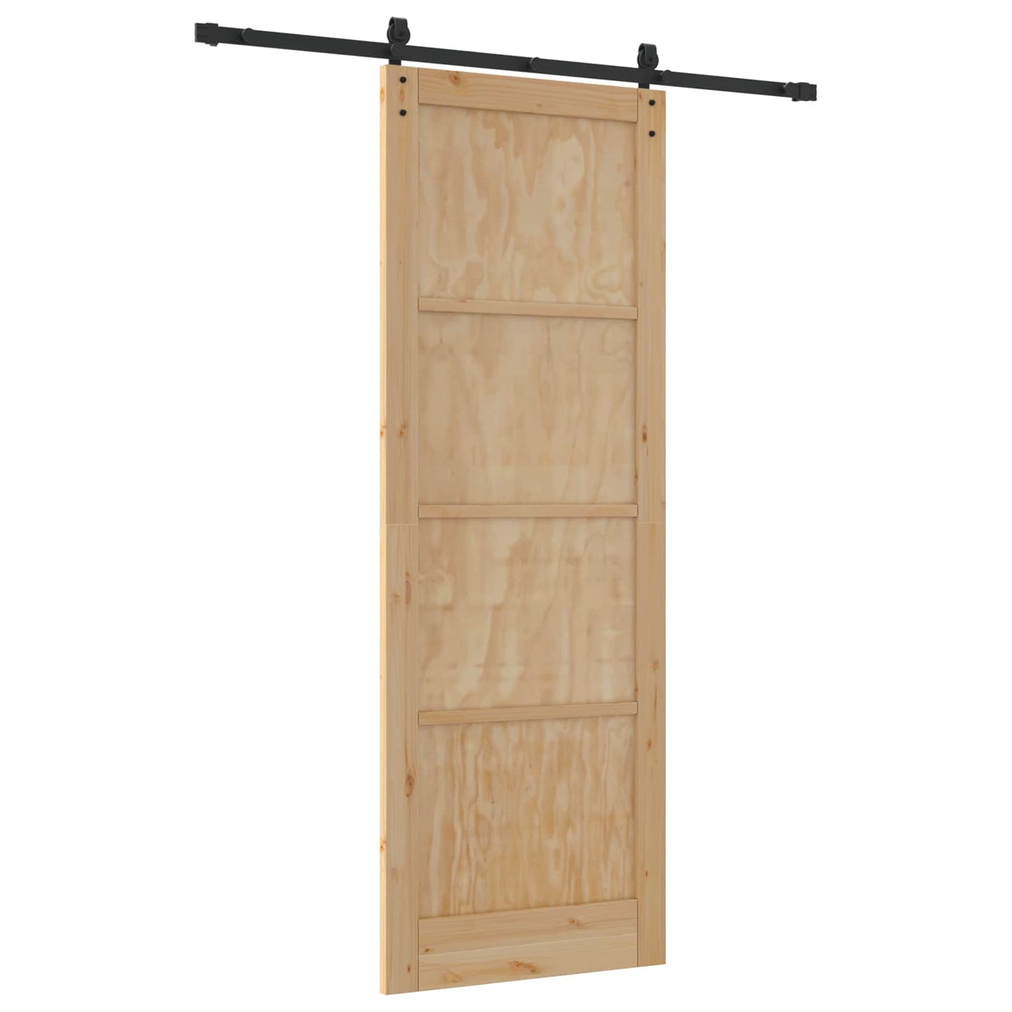 Sliding Door Natural and Black 83 x 232 cm Solid Pine Wood