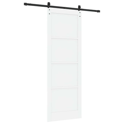 Sliding Door White and Black 83 x 232 cm Solid Pine Wood