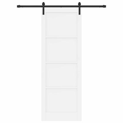 Sliding Door White and Black 83 x 232 cm Solid Pine Wood