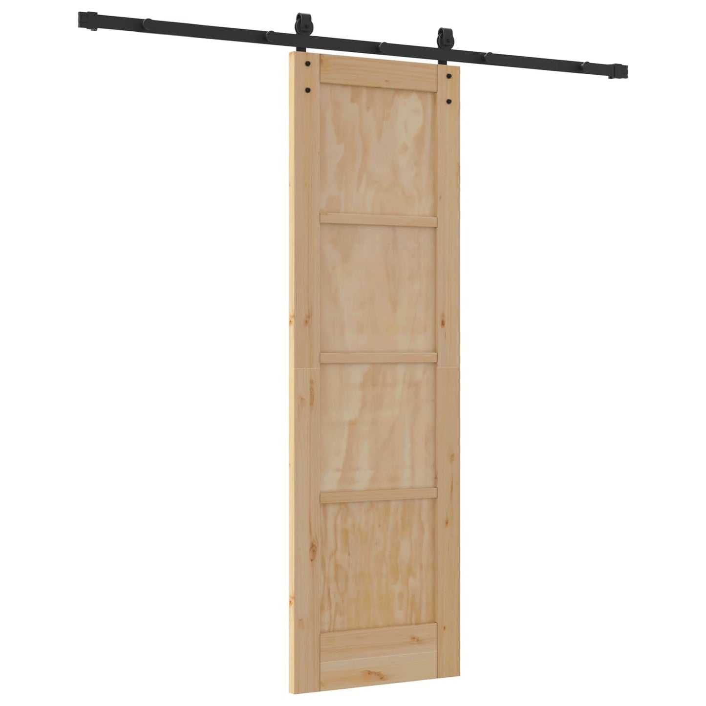 Sliding Door Natural and Black 61 x 198.5 cm Solid Pine Wood