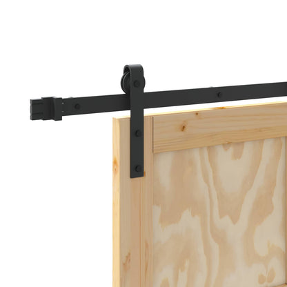 Sliding Door Natural and Black 73.5 x 211 cm Solid Pine Wood