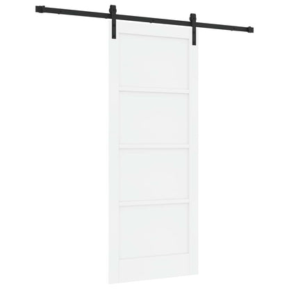 Sliding Door White and Black 83 x 202 cm Solid Pine Wood