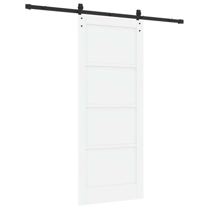 Sliding Door White and Black 83 x 202 cm Solid Pine Wood