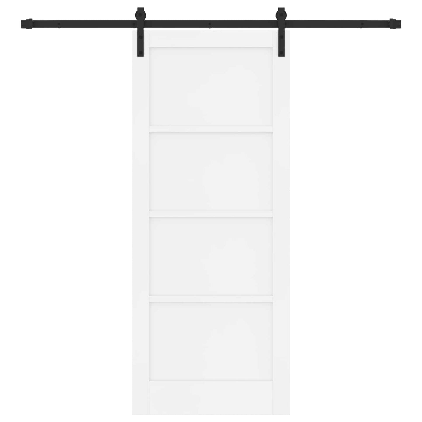 Sliding Door White and Black 83 x 202 cm Solid Pine Wood