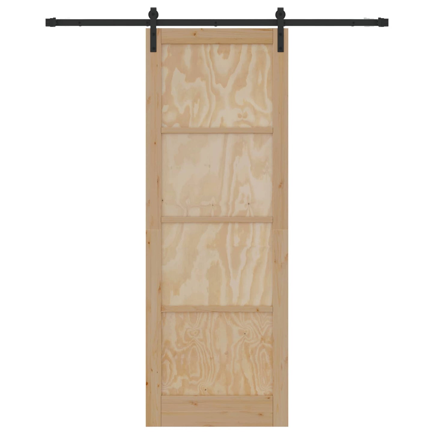 Sliding Door Natural and Black 83 x 232 cm Solid Pine Wood