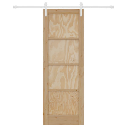 Sliding Door Natural and White 73.5 x 211 cm Solid Pine Wood