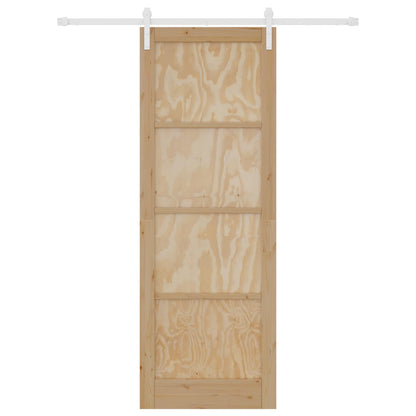 Sliding Door Natural and White 83 x 232 cm Solid Pine Wood