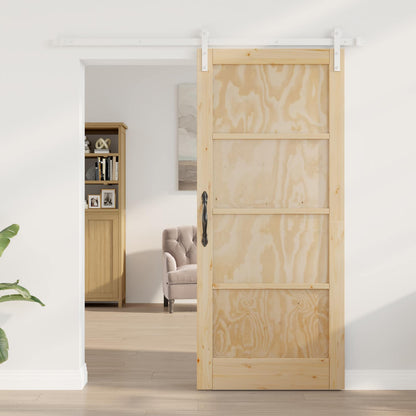 Sliding Door Natural and White 86 x 198.5 cm Solid Pine Wood
