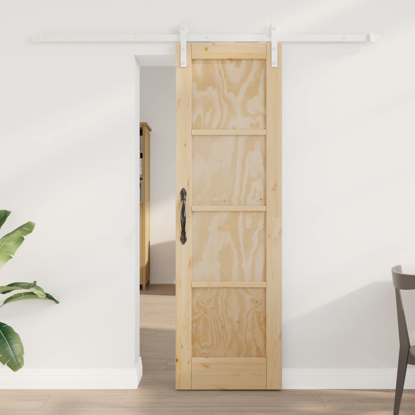 Sliding Door Natural and White 61 x 198.5 cm Solid Pine Wood
