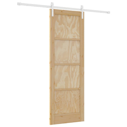 Sliding Door Natural and White 73.5 x 211 cm Solid Pine Wood