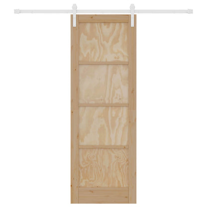 Sliding Door Natural and White 73.5 x 211 cm Solid Pine Wood