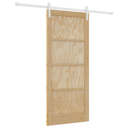 Sliding Door Natural and White 86 x 198.5 cm Solid Pine Wood