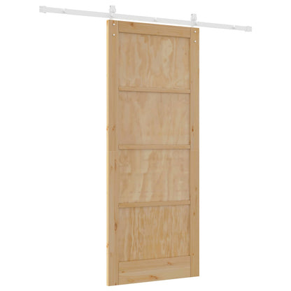 Sliding Door Natural and White 86 x 211 cm Solid Pine Wood