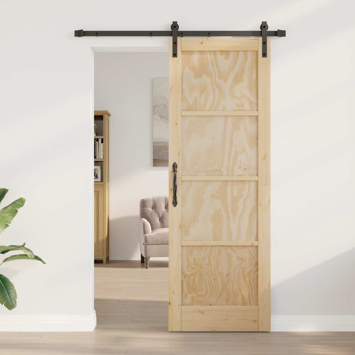 Sliding Door Natural 73.5 x 211 cm Solid Pine Wood