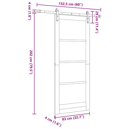 Sliding Door White 83 x 202 cm Solid Pine Wood