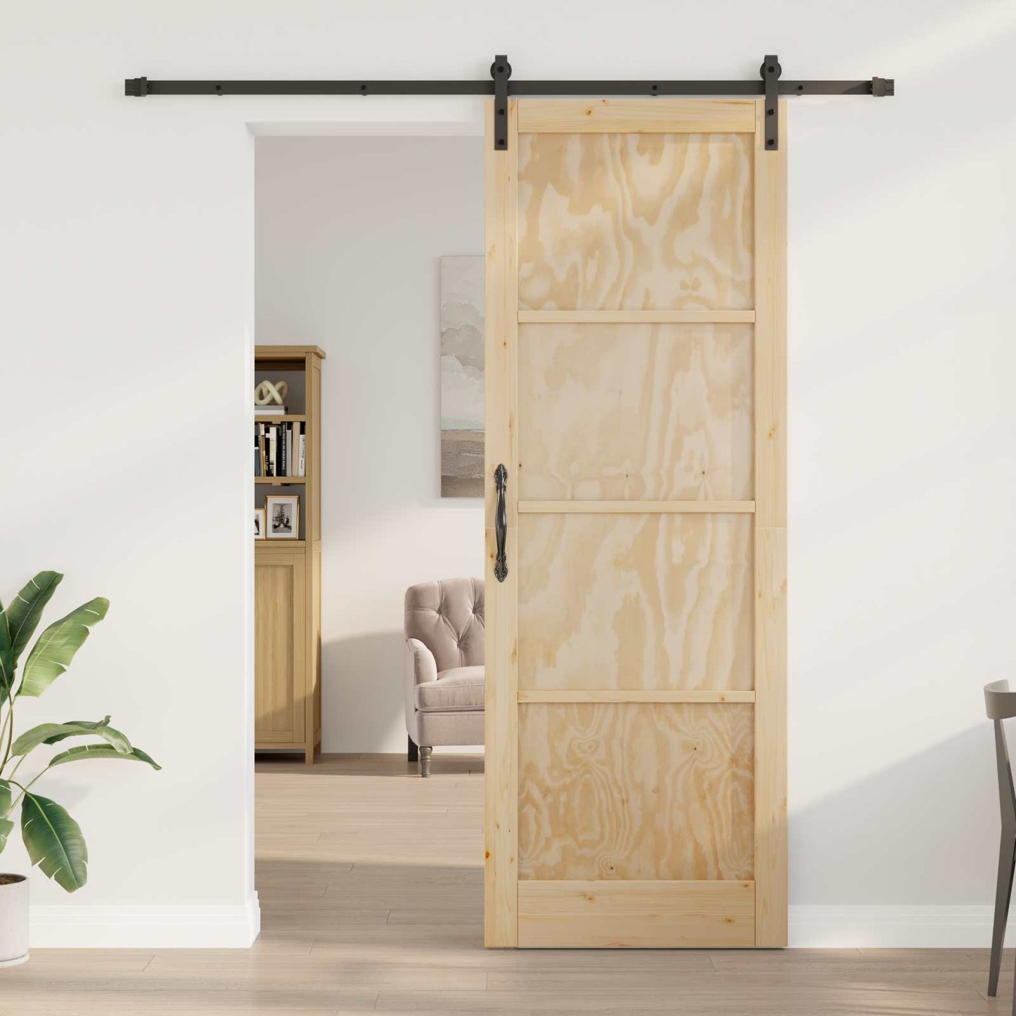 Sliding Door Natural 83 x 232 cm Solid Pine Wood