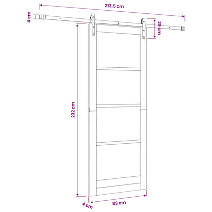 Sliding Door Natural 83 x 232 cm Solid Pine Wood